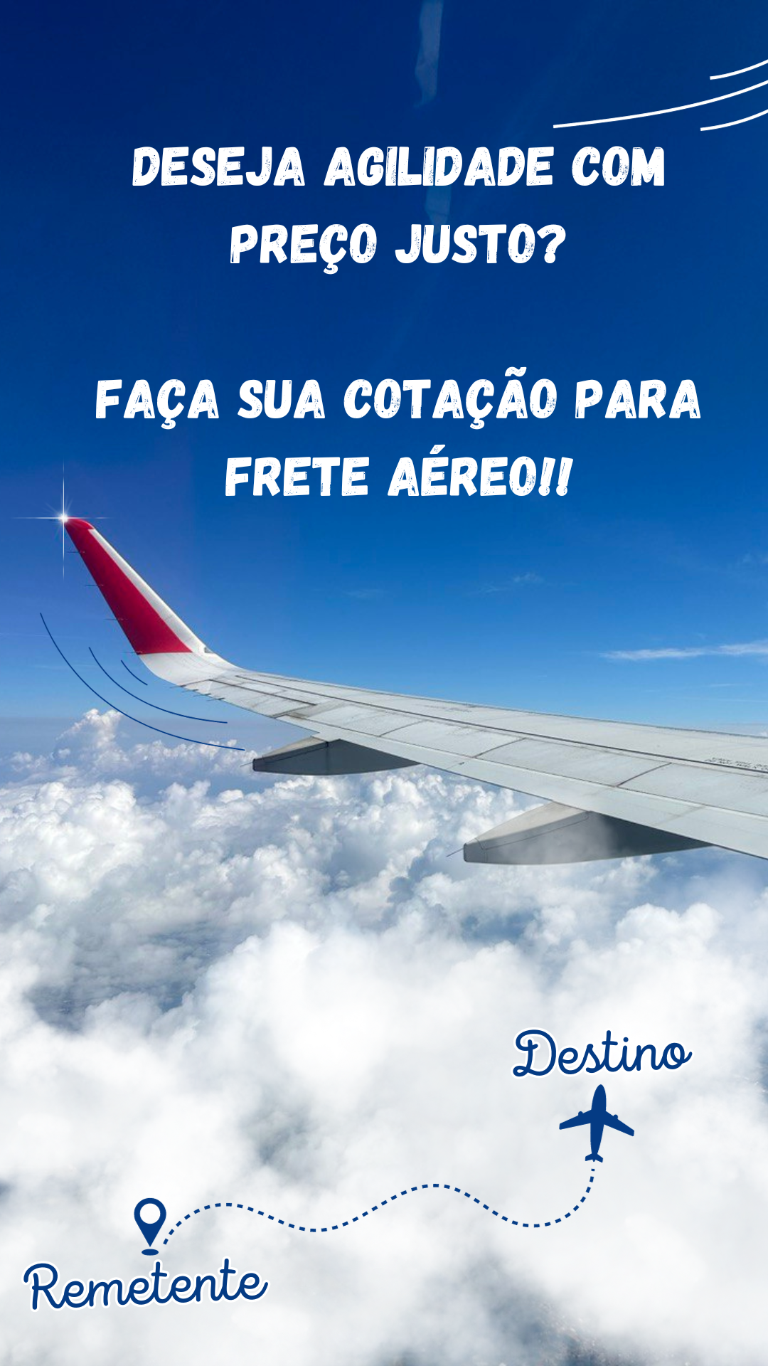 Também trabalhamos com a modalidade de FRETE AÉREO! Faça sua cotação, preços justos com a qualidade e agilidade que você precisa!